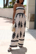 Mixiedress Halter Smocked Tube Wide Leg Printed Jumpsuit