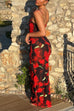 Mixiedress U Neck Hibiscus Print Bodycon Maxi Cami Dress