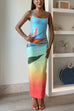 Mixiedress Back Slit Gradient Printed Sequin Maxi Cami Dress