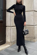 Mixiedress Mockneck Long Sleeves Bodycon Knit Maxi Dress