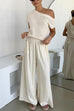 Mixiedress Elastic Waist Pocketed Wide Leg Cotton Linen Pants