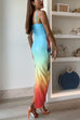 Mixiedress Back Slit Gradient Printed Sequin Maxi Cami Dress