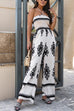 Mixiedress Halter Smocked Tube Wide Leg Printed Jumpsuit