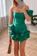 Mixiedress One Shoulder Flounced Bottom Mini Bodycon Dress