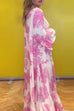 Mixiedress V Neck Bell Sleeves Ruffle Tiered Printed Maxi Dress