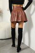 Mixiedress High Waist Faux Leather Pleated Mini Skirt