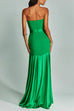 Mixiedress Mesh V Neck Strapless Splice Flare Maxi Party Dress