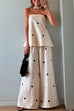 Mixiedress Polka Dot Strapless Top and Wide Leg Palazzo Pants Set