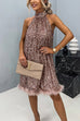 Mixiedress Halter Sleeveless Feather Hem Sequin Dress