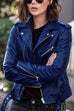 Mixiedress Vintage Lapel Zip Up Faux Leather Moto Jacket