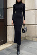 Mixiedress Mockneck Long Sleeves Bodycon Knit Maxi Dress