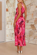 Mixiedress One Shoulder Asymmetrical Pleated Floral Maxi Dress