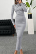 Mixiedress Elegant Long Sleeves Ruched Bodycon Maxi Dress