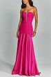 Mixiedress Mesh V Neck Strapless Splice Flare Maxi Party Dress