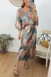 Mixiedress 3/4 Sleeves Button Up Top and High Waist Maxi Skirt Printed Set