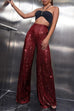 Mixiedress Sparkly Elastic Waist Wide Leg Sequin Pants