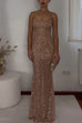 Mixiedress Spaghetti Strap Sheer Embellished Maxi Party Gown