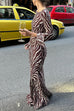 Mixiedress Boat Neck Bell Sleeves Animal Print Maxi Dress