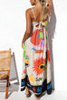 Mixiedress Tie Back Cut Out Graffiti Print Flowy Maxi Cami Dress