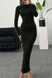 Mixiedress Elegant Long Sleeves Ruched Bodycon Maxi Dress