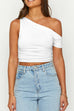 Mixiedress Asymmetrical Shoulder Ruched Crop Top