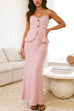 Mixiedress Button Up Ruffle Cami Top and High Waist Maxi Skirt Set