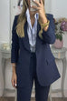 Power Suit Business Work Collared Single Button Blazer Pocketed Pants Suit Set