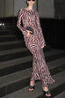 Mixiedress Boat Neck Bell Sleeves Animal Print Maxi Dress