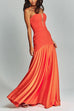 Mixiedress Mesh V Neck Strapless Splice Flare Maxi Party Dress