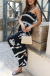 Mixiedress Halter Smocked Tube Wide Leg Printed Jumpsuit