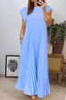 Mixiedress Cap Sleeves Pocketed Loose Pleated Maxi Dress