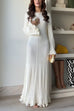 Mixiedress Bell Sleeves Back Lace-up Ruffle Trim Maxi Dress