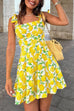 Mixiedress Tie Shoulder Lemon Print Mini Cami Vacation Dress