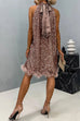 Mixiedress Halter Sleeveless Feather Hem Sequin Dress