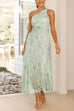 Mixiedress One Shoulder Drawstring Cut Out Pleated Floral Maxi Dress