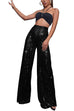 Mixiedress Sparkly Elastic Waist Wide Leg Sequin Pants