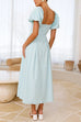 Mixiedress V Neck Twist Front Puff Sleeves Cut Out Maxi Dress