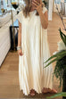 Mixiedress Cap Sleeves Pocketed Loose Pleated Maxi Dress