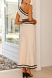 Mixiedress One Shoulder Cut Out Waist Ric Rac Color Block Maxi Dress