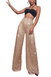 Mixiedress Sparkly Elastic Waist Wide Leg Sequin Pants