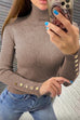 Mixiedress Turtleneck Gold Buttons Ribbed Knit Top