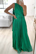 Mixiedress Draped One Shoulder Waisted Pleated Maxi Party Dress