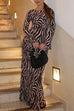 Mixiedress Boat Neck Bell Sleeves Animal Print Maxi Dress