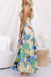 Backless Ruffle Tiered Printed Swing Maxi Cami Dress