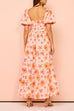 Mixiedress Square Neck Puff Sleeves Floral Print Ruffle Maxi Dress