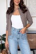 Classic Open Front Button Down Solid Cardigan