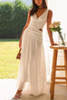 Mixiedress V Neck Sleeveless Cut Out Swing Maxi Dress