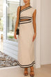 Mixiedress One Shoulder Cut Out Waist Ric Rac Color Block Maxi Dress