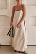 Mixiedress Adjustable Strap Backless Cotton Linen Maxi Dress