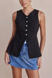 Mixiedress Single Breasted Pocketed Solid Vest